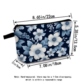 MoCaliduccious White Flower Print Cosmetic Bag Floral Gift for Birthdays & Holidays Perfect for Carrying Essentials