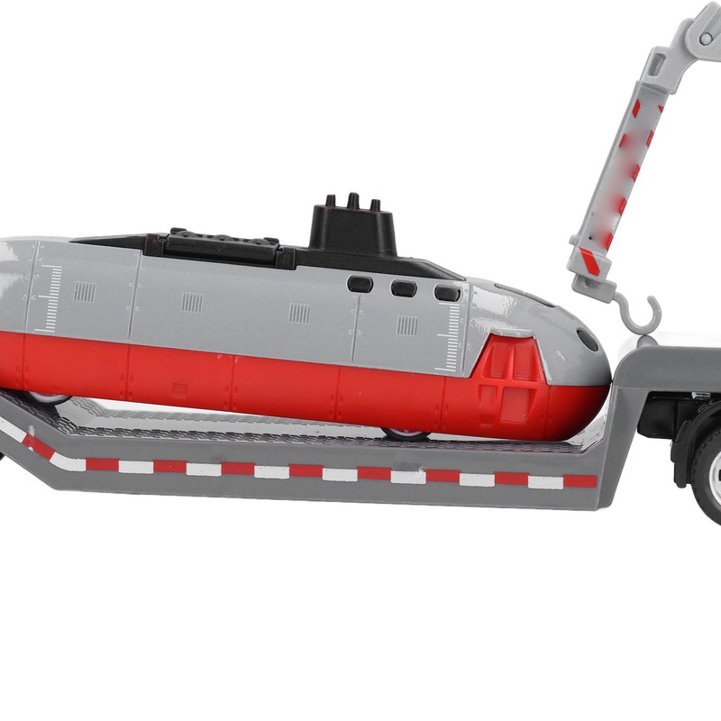 Alloy Semi Flatbed Trailer Truck Toy with Submarine Educational Realistic