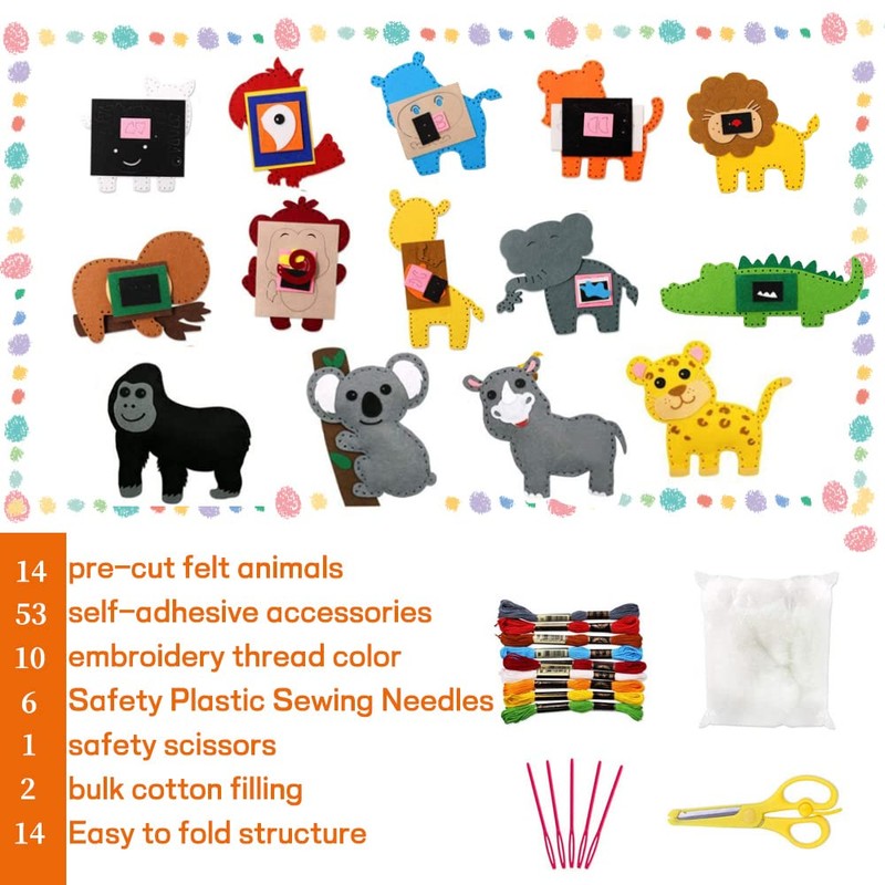 14 Pieces DIY Sewing Kit Kraeoke DIY Craft Set Animals