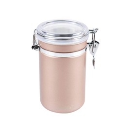 MyBest Stainless Steel Airtight Canister with Clear Arylic Lid and Locking Clamp Tin Canisters For Coffee, Tea and Food Storage Container. (Rose Gold, 900ml) (H-7”x W-4”)