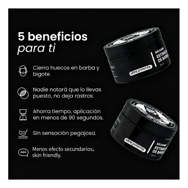 2pc 20% Bálsamo Ultra Potente Para Crecimiento De Barba Fina