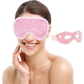 2PCS Antifaz de Gel para Ojos, Mascarilla de Gel para Ojo Reutilizable, Compresa Fría y Caliente para Ojo, Respaldo de Felpa Suave Suave para Ojos Hinchados Ojeras Migraña Alivio del Estrés (Rosa)