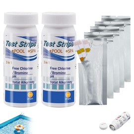 100 Pcs Hot Tub Test Strips, 3 in 1 PH Test Strips Set, Measurement of PH Alkalinity Free Chlorine,for Lazy Spa Tubs Pool Water Testing Kit Accessories