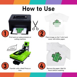 Heat Transfer source Inkjet, 20 pack, Iron On Heat Transfer Paper for Dark Fabric 8.5''x11'”Comes with Free Mask! No special inks needed! Print full color images and press to shirts & more