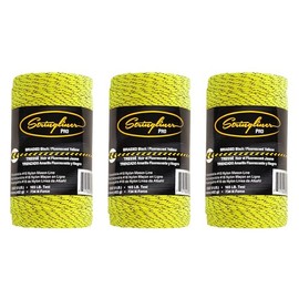 Stringliner 35797 Bonded Mason’s Line Replacement Rolls – 1 Lb. #27 Construction Replacement Roll Braided Black/Yellow 640'. (3 Pack)
