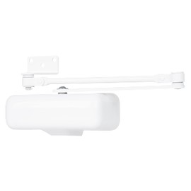 BRINKS Commercial - Light Duty Residential Door Closer, White Finish - Size 1 with a 180-Degree Opening Range and Adjustable Closing Speed
