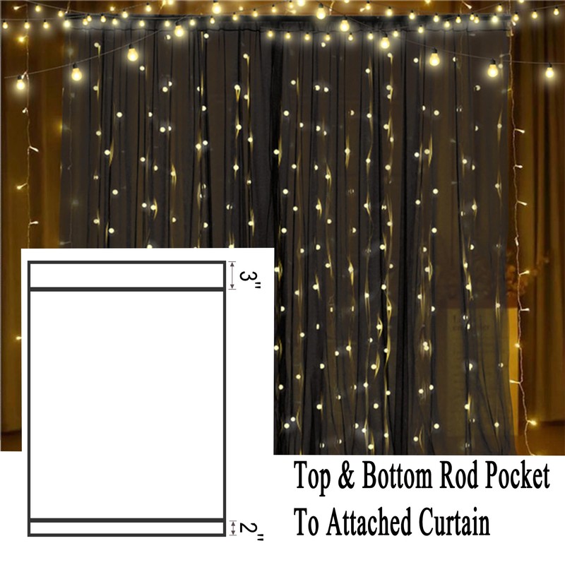 Draphelle Extra Wide Outdoor Curtains Waterproof Black Voile Mesh Screen