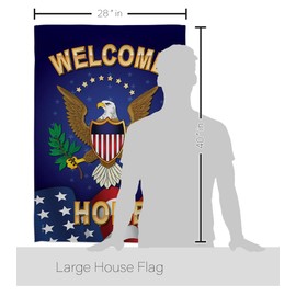 Breeze Decor HS108064-BO Welcome Home Americana Military Decorative Vertical, House Flag Set 28"x 40" w/Flagpole, Multi-Color