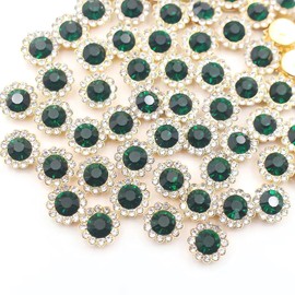 12mm 150pcs Dark Green Sew on Rhinestones, Crystals Glass Gems with Metal Base Claw Flatback Rhinestones for Crafting, Sunflower Gemstones for Sewing Hats Jewels Crafts Clothes Shoes Belt Accessories