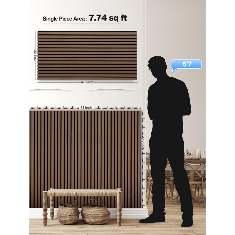 Mollywell Wood Panels for Wall, Time-Saving Installation, Versatile Wood Slat