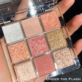 Rose Pink Eyeshadow Shimmer Palette, Make-Up Palettes Eye Shadow Glitter Pallets for Women, Matte Make up Set Eyeshadow 9 Colour, Natural Waterproof Long Lasting Highly Pigmented