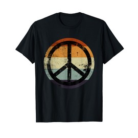 Retro Vintage Distressed Design Peace Sign T-Shirt