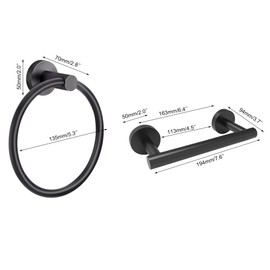 Toilet Paper Holder and Towel Ring, Towel Holder Wall Mounted SUS 304 Stainless Steel Double Post Pivoting Adjustable TP Large Mega Roll Holder-Matte Black