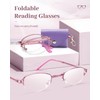 LUFF Folding Reading Glasses for Women HD Anti Blue Light
