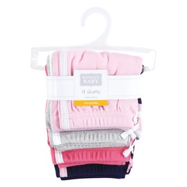 Hudson Baby Unisex Baby and Toddler Shorts Bottoms 4-Pack, Pink Navy, 0-3 Months