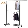 Simple Houseware Double Rod Garment Rack, Black