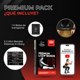 BOLD TRIBE Set de 5 Mini Bandas de Resistencia X-Heavy - Bandas Elásticas para Ejercicio - Fitness, Yoga, Crossfit, Pilates, Gym en Casa - Entrenamiento Piernas, Glúteos y Brazos - Color Negro