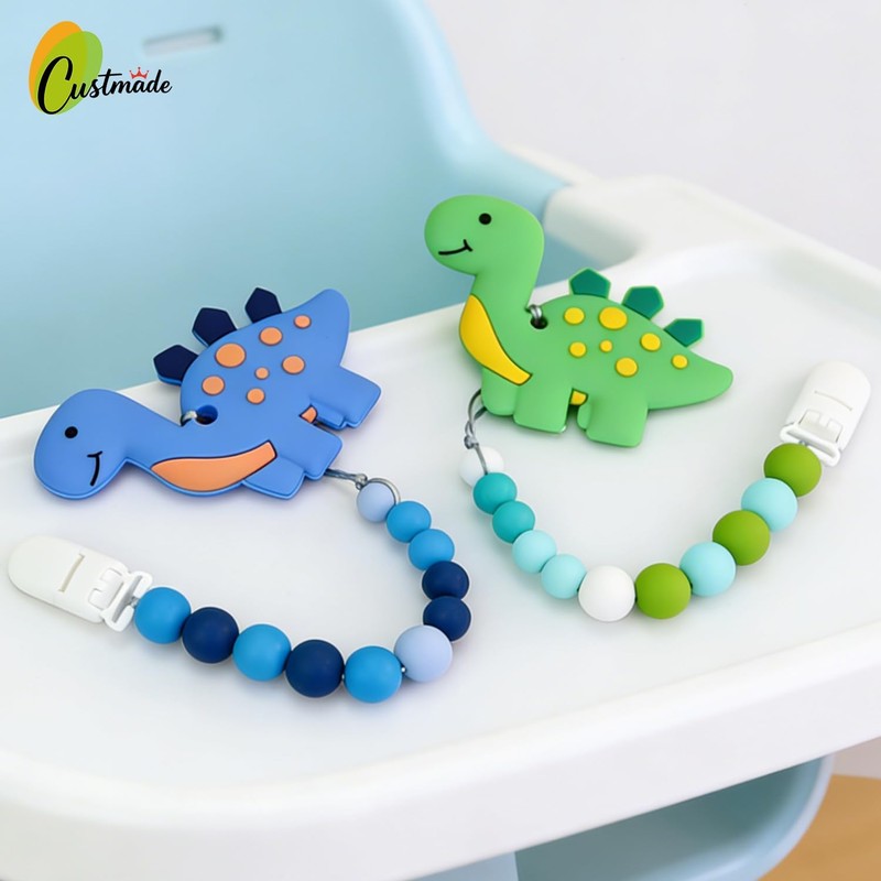 Silicona Porta Chupon para Bebe con Clip Sujeta Chupon (Rosa)