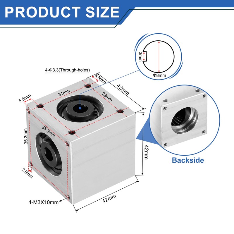 sourcing map Gear Box 90 Degree Right Angle Bevel Gearbox