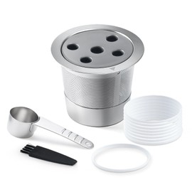 Stainless Steel Reusable K Cups for K eurig Supreme & Supreme Plus, Five Hole Universal K-eurig Reusable Refillable Coffee Pod Filter with Replacement Rubber O-ring