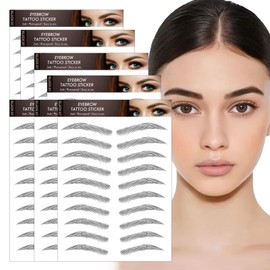 AWAVM 7Sheets/77Pairs 4D Hair-Like Eyebrow Tattoo Stickers - Waterproof, Long Lasting, Perfect for Women and Girls (Black-07)