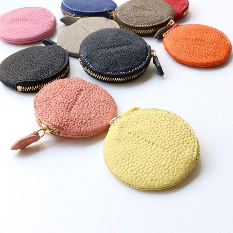 Bonaventura Round Coin Case Shrink Leather, azare pink