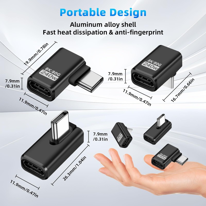 Puiseno USB-C Adapter, Supports Thunderbolt 5, 240 W, 80 Gbps,