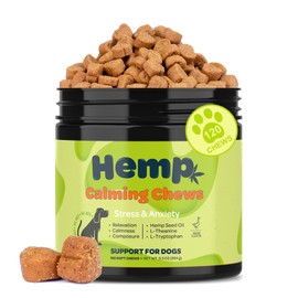 Bluelage Hemp Calming Chews for Dogs Anxiety Separation Anxiety Relief for Dogs Calming Treats Pet Calming Care Chews for Dogs Stress and Anti Anxiety Relief, Duck, 120 Count