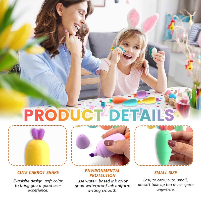 Mini Highlighters Carrots - Set of 12 Cute Mini Highlighters