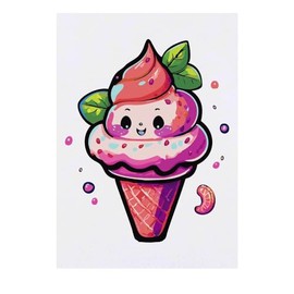 'Kawaii Style Colorful Ice Cream Cone ' Temporary Tattoo - Water Resistant, Skin-Safe, Non-Toxic Transfer (TO00069919)