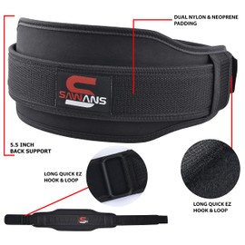 Weight Lifting Belt Gym Fitness Training Double Strength Neoprene 5.5 Inch Bodybuilding Workout Belt Men Women Support Powerlifting Squats Deadlifts Equipment (X-Large, Black)