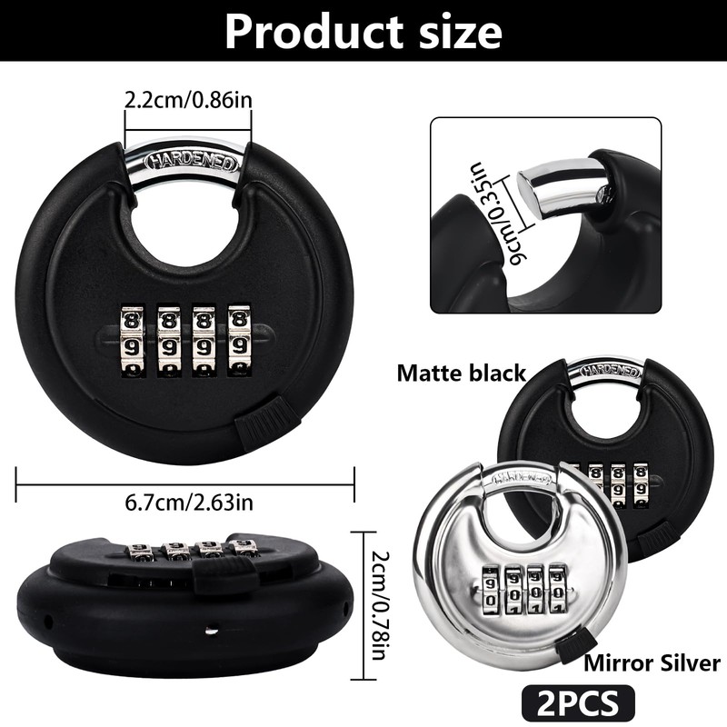 bssmmai Pack of 2 Padlock Combination Lock with Combination Code