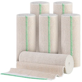 6 Pack 6 Inch Elastic Bandage Wrap with Hook and Loop Fasteners at Both Ends 6 Inch Wide Elastic Bandage Compression Bandage Compression Wrap for Sprained Ankle Knee Elbow