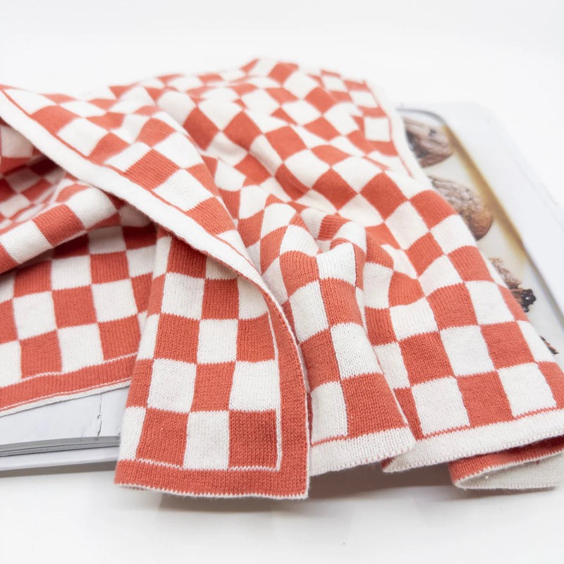 Ecovask Kitchen Tea Towel Single Organic Cotton, Navy Cornflower Chequer