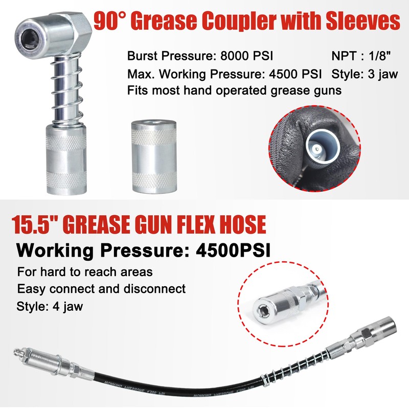 AutoWanderer Tool Grease Gun Tip | 9-Piece Grease Coupler Kit