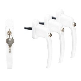 4 x Lockable Window Handles, White (RAL 9016), Window Handles with Child Lock and Lock, Safety Window Handle (Pin Length 35 mm), Window Lock as Window Lock