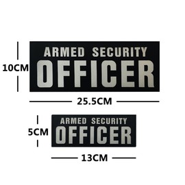 Armed Security Officer Reflective Patches with Hook and Loop Backing, 2-Pack, Black