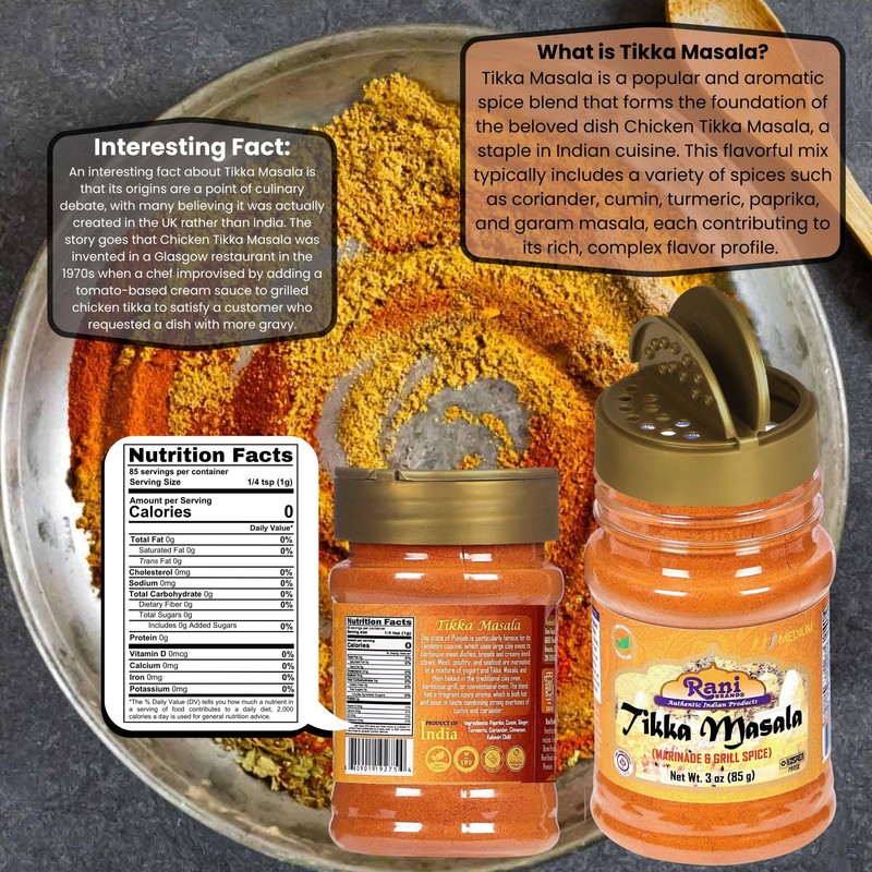 Rani Tikka Masala Indian 7-Spice Blend 3oz (85g) PET Jar