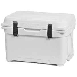 Engel Coolers ENG25 Cooler | 18 Can High Performance Durable Seamless Rotationally Molded Ice Box for Camping, Hunting, and Fishing - White