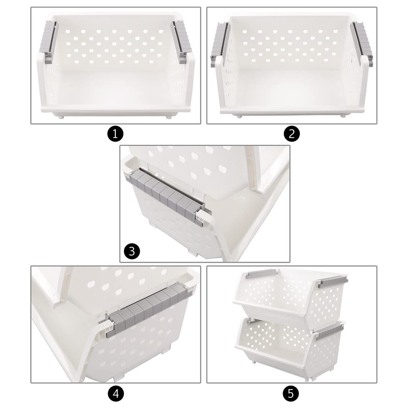 Afromy 3 Pcs Stackable Baskets for Pantry Organizers and Storage,
