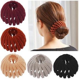 Bird Nest Magic Hair Clip, TOBATOBA 5Pcs Hair Holder Plate Hairpin for Thin Hair, Expandable Ponytail Bun Maker Hair Accessories for Women Girls