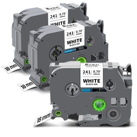 Exsun 3 Pack Compatible with Brother TZe-241 18 mm Label Tape for Brother TZ Tape TZ-241 TZe241 for Ptouch PT-2030 PT-D450VP PT-D400 PTE300VP PTE500VP PT-D600 PT-P750W Black on White 18 mm x 8 m