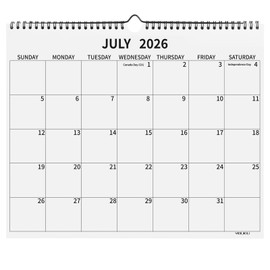 Yibukiu Wall Calendar 2026-2027, 2026-2027 Calendar July 2026 to December 2027, 14"×11" Hanging Calendar for Home Office School Planning (Simple, Horizontal)