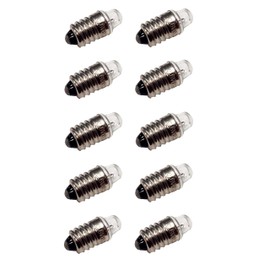 Pack of 10 E10 Miniature Screw Base Light Bulbs, 3.8V / 0.2A Flashlight Style, Incandescent