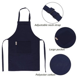 Kids Apron and Chef Hat Set-Adjustable Child Apron for Boys and Girls for Cooking Baking Dark Blue