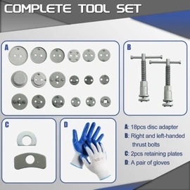 ATP 23pcs Heavy Duty Disc Brake Caliper Tool Set and Wind Back Kit for Brake Pad Replacement Fits Most American, European, Japanese Makes/Models