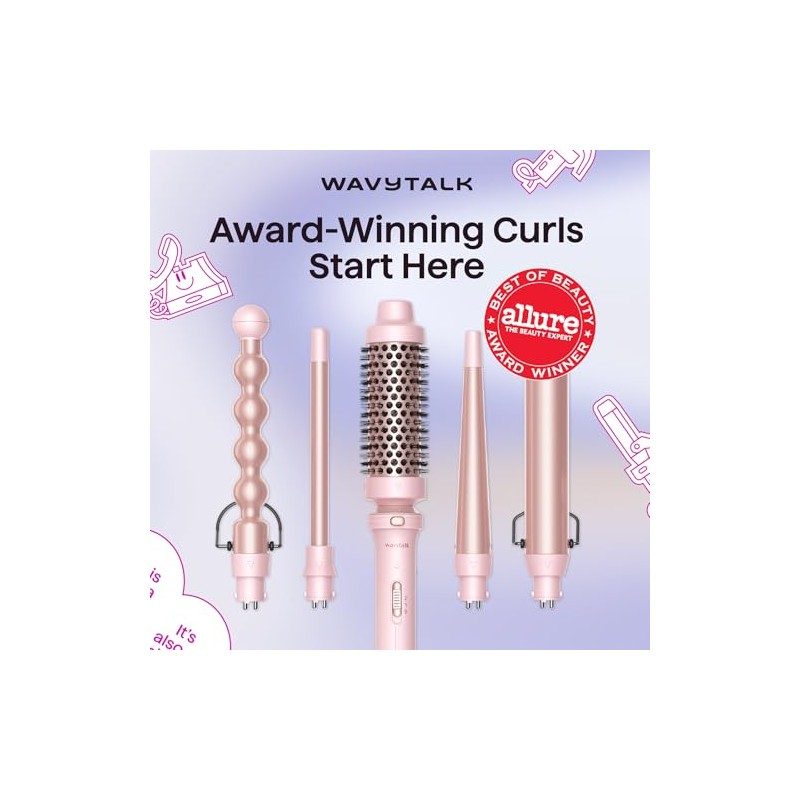 Wavytalk 5 in 1 Curling Iron,Curling Wand Set with Curling