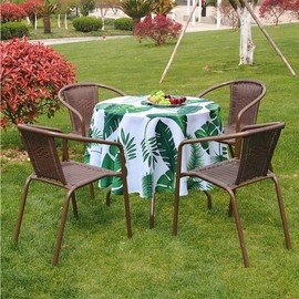 Eternal Beauty 132cm Round Palm Leaf Indoor Outdoor Splashproof Tablecloth for Patio Garden Party and BBQ （NO Hole 52 Inch）