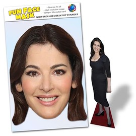 Party People 1 x Nigella Lawson - Ready To Wear Celebrity Face Mask Includes Freestanding 20cm Desktop Standee Card Cutout - Standee Nigella L