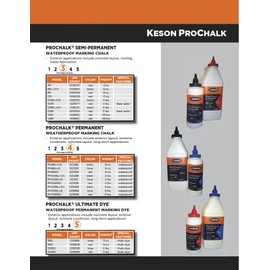 Keson PM8BLUE ProChalk Permanent Marking Chalk - Level 4, Blue, 8-Ounce